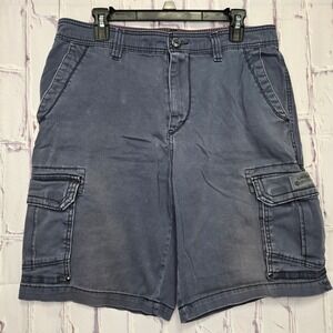 Y2k Unionbay Mens Cargo Shorts Blue Sz 34 Cotton Spandex Utility Pockets Casual